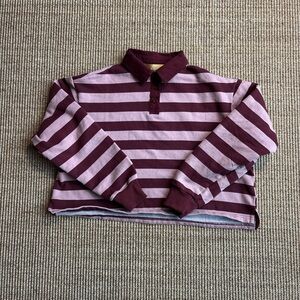Cropped Striped Long Sleeve Rugby Shirt Size Small